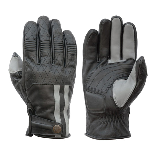 Leather black & grey gloves