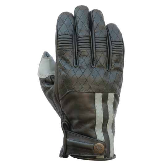 black & grey leather gloves