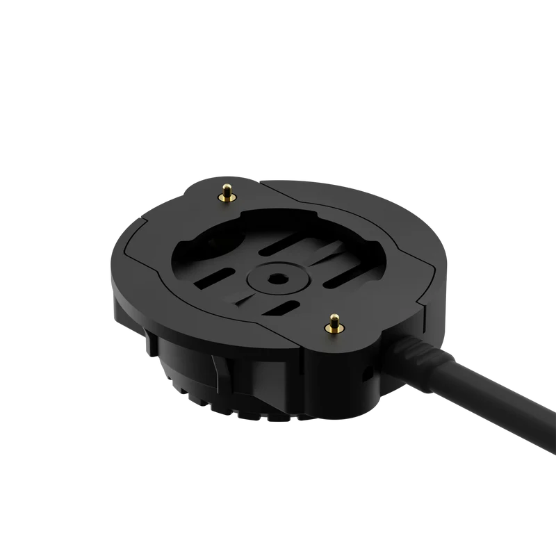 Angled studio view of Beeline Moto II Powered Mount Insert with charging pins and cable