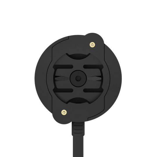 Beeline Moto II Powered Mount flat side view with cable and contact pins