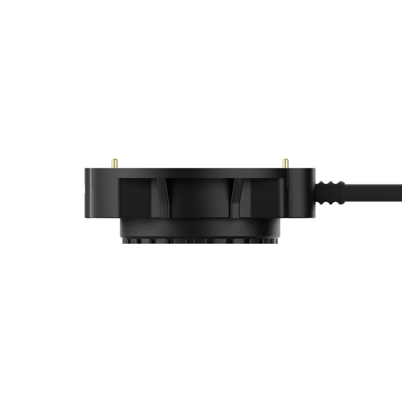 Beeline Moto II Powered Mount side profile with cable attached, isolated on white background