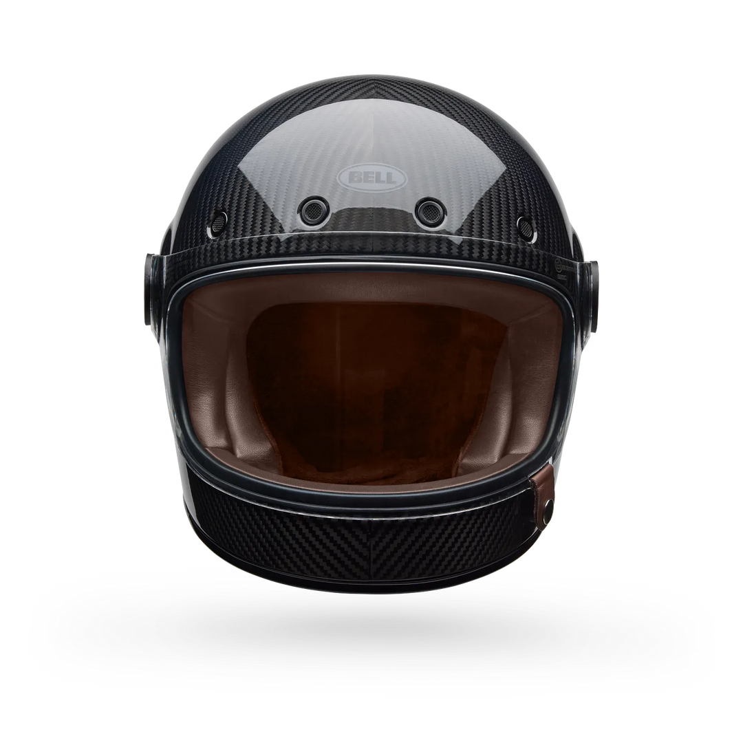 Bell carbon fibre full face motorcycle helmet front view