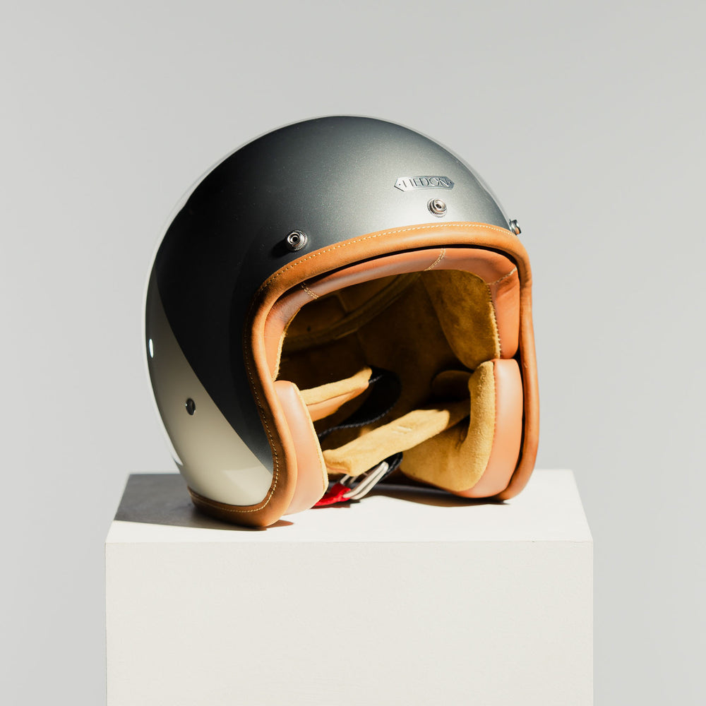 Hedon Hedonist Camelot open-face motorcycle helmet front three-quarter view right