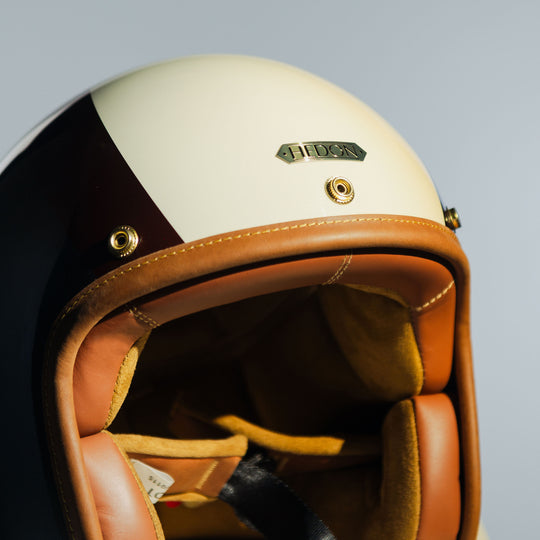 Front Right close-up of badge on Hedon Hedonist Helmet - Eastwood 