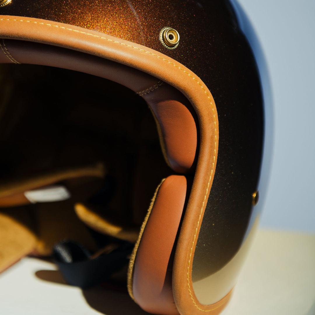 Left front close-up view of Hedon Hedonist Helmet - Polvo 
