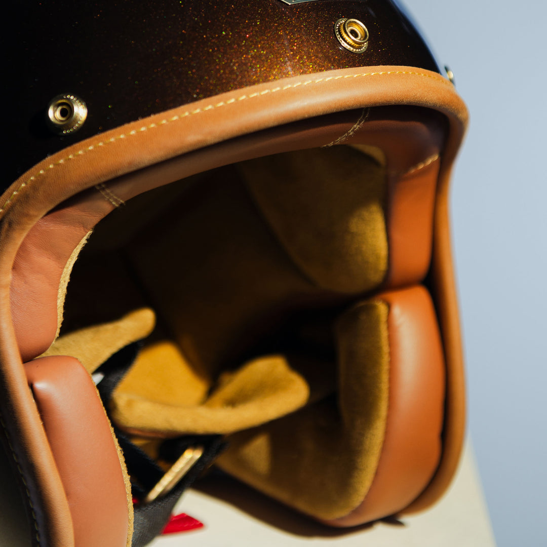 Front right close-up of cheek pad on Hedon Hedonist Helmet - Polvo 