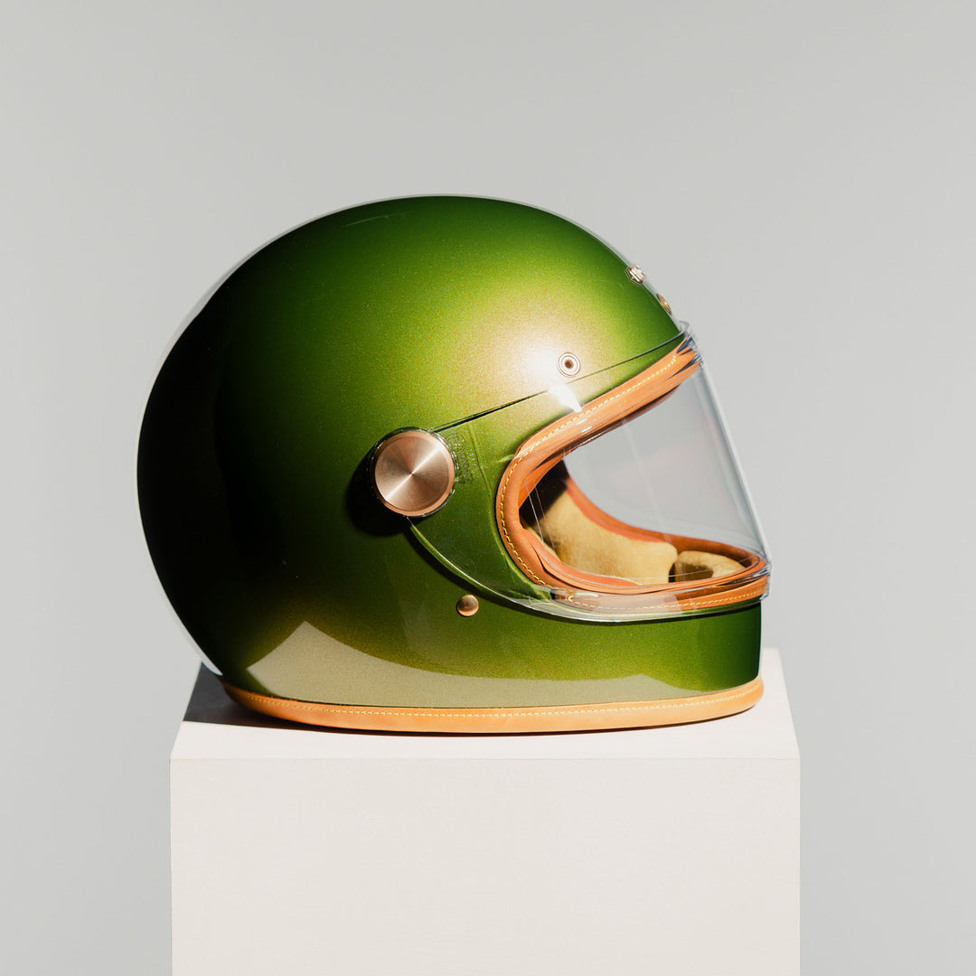 Right side view of Hedon Heroine Racer 2.0 Helmet - Olivea with clear visor closed