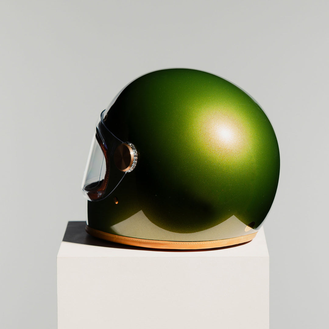 Rear left side view of Hedon Heroine Racer 2.0 Helmet - Olivea 