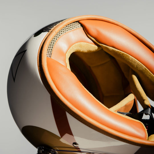 Close-up inside lining with angled view of the Hedon Heroine Racer 2.0 Helmet- Bauhaus