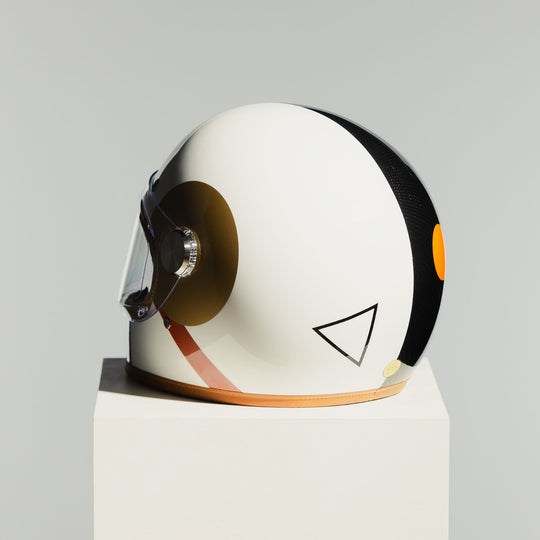 Rear left side view of Hedon Heroine Racer 2.0 Helmet - Bauhaus