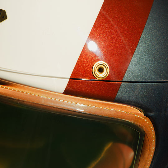 Left side close up of paintwork and visor on Hedon Heroine Racer Helmet - Eastwood 