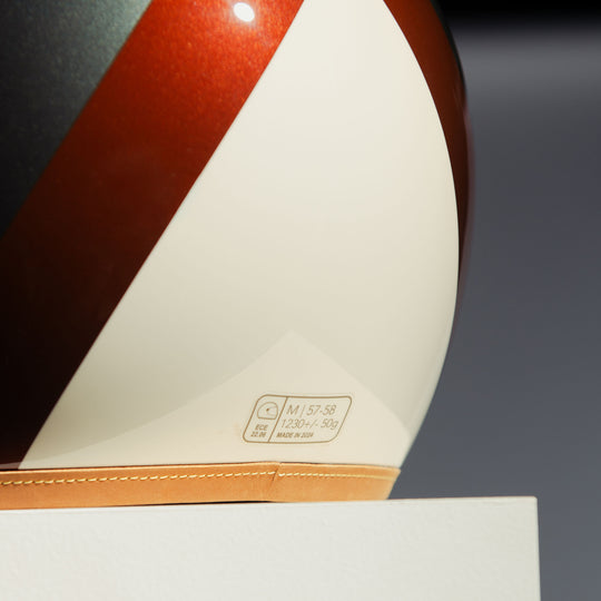 Rear view of certification badge on Hedon Heroine Racer Helmet - Eastwood