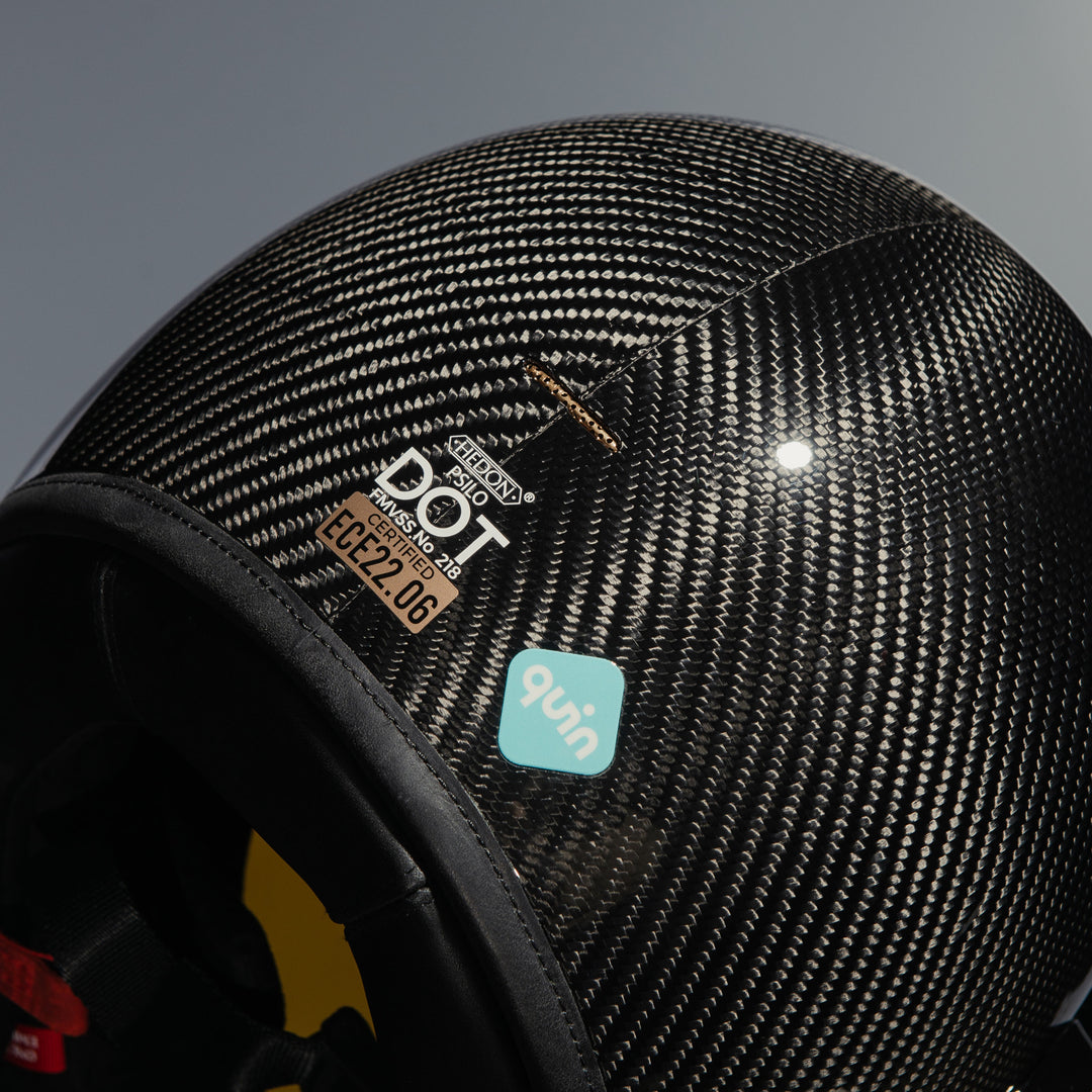 Close-up of the rear of the Hedon Psilo Explorer Helmet – Commander showing the certification markings