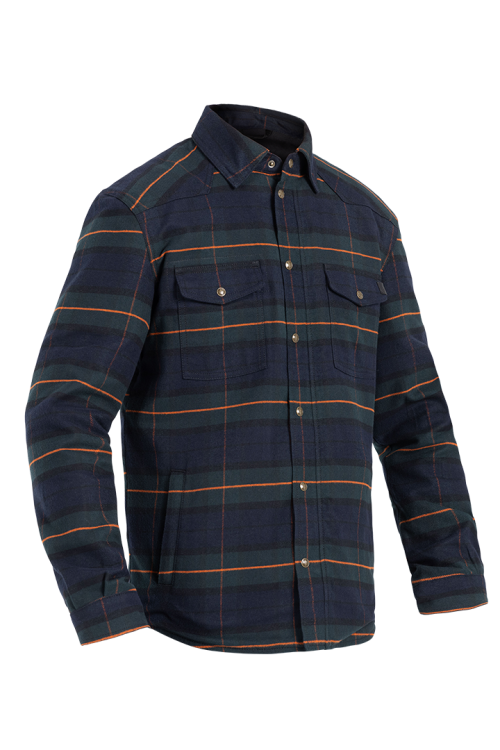 John-Doe-Vintage-XTM-Motoshirt-Orange-Navy-Green-Check-3/4-View
