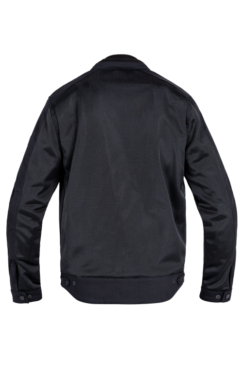 Rear studio view of the John Doe Aero Mesh Jacket in black – abrasion-resistant mesh motorcycle jacket