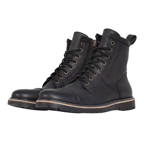 Angled view of John Doe Rover Boots in black leather – pair shown