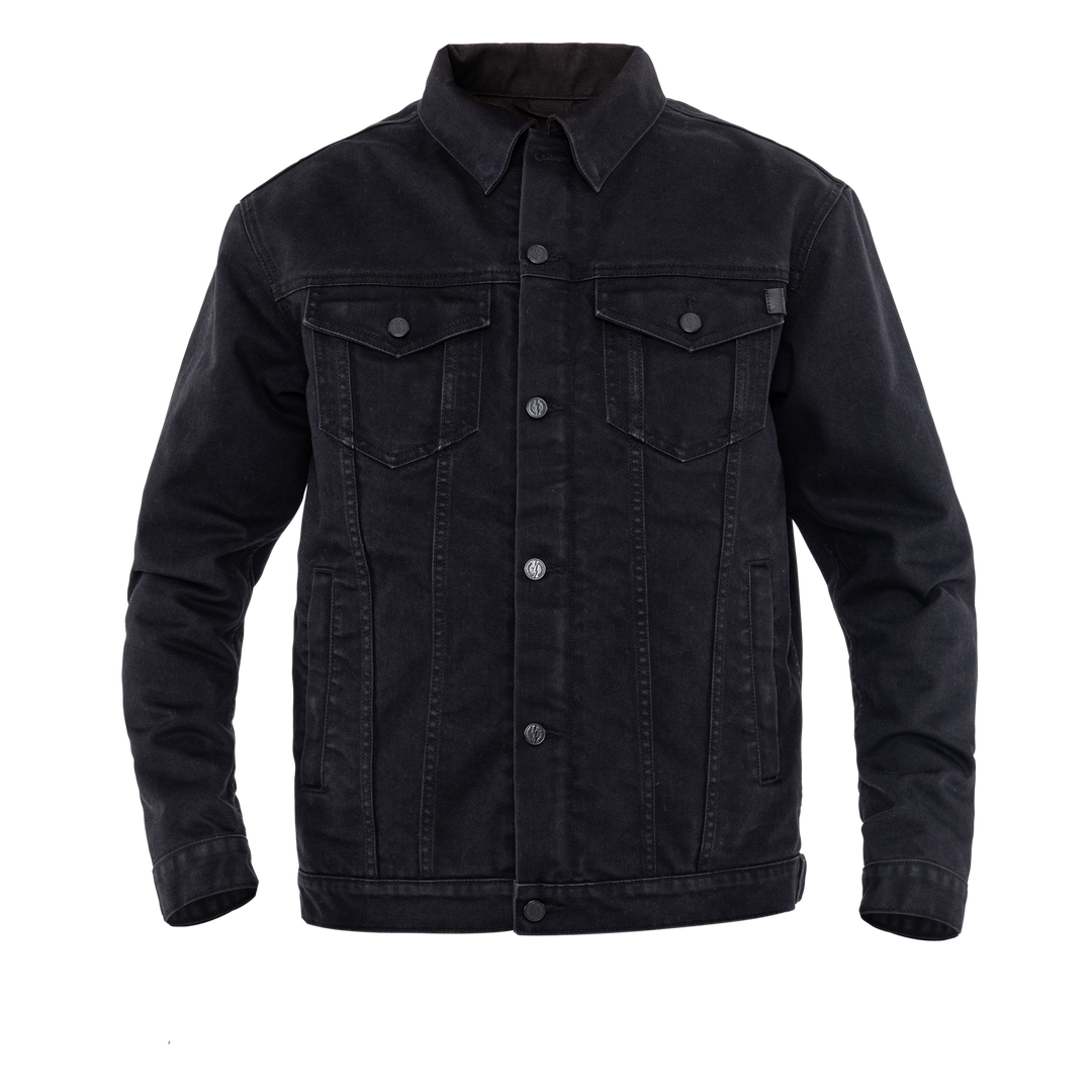 John Doe Maverick jacket in Black Raw denim – front view