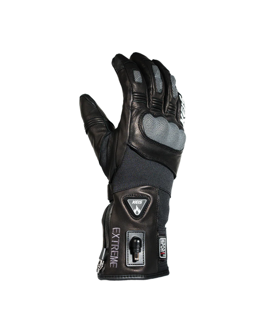 Left-hand view of Keis G901 Extreme Heated Glove showing knuckle protection and extended cuff.