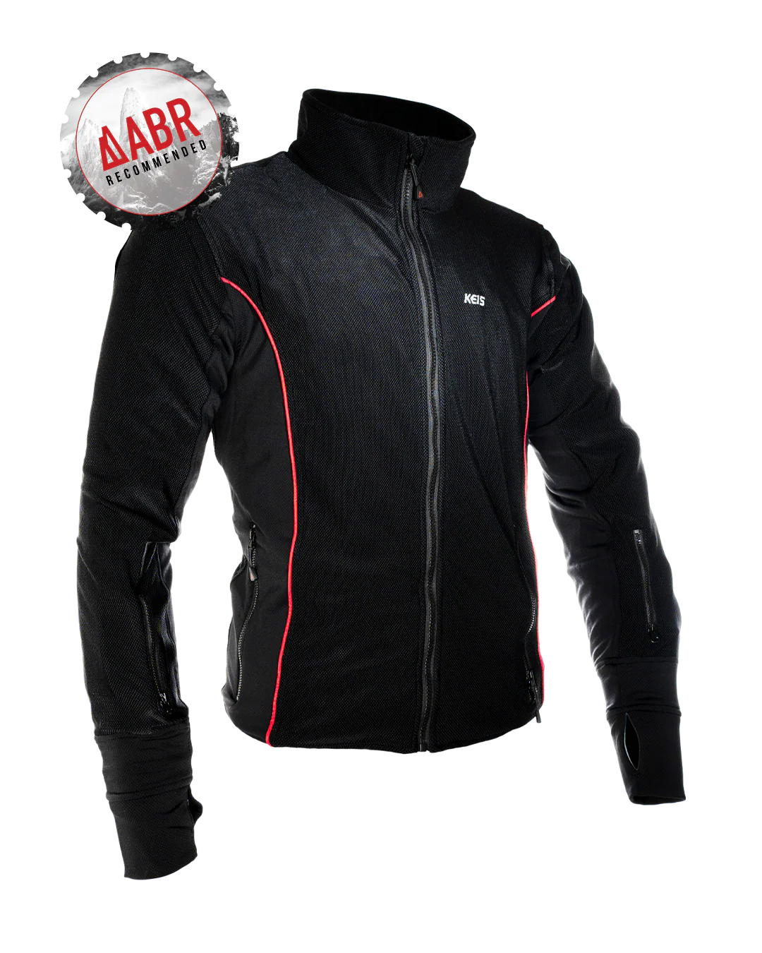 Angled front view of the KEIS J601 Ultraflex Heated Jacket with ABR Recommended badge