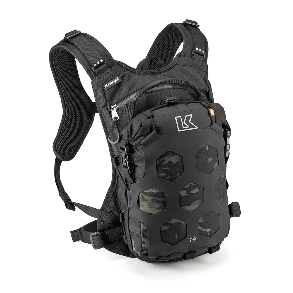 Kriega Trail 9 motorcycle backpack black with multicam front panel