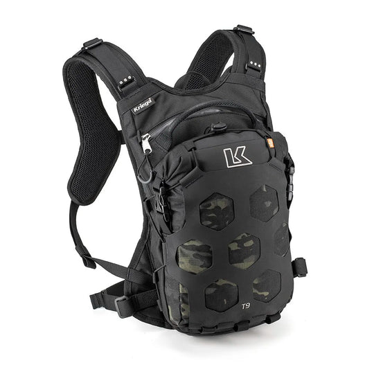 Kriega Trail 9 motorcycle backpack black with multicam front panel