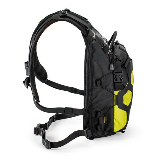 Kriega Trail 9 motorcycle backpack lime yellow side view
