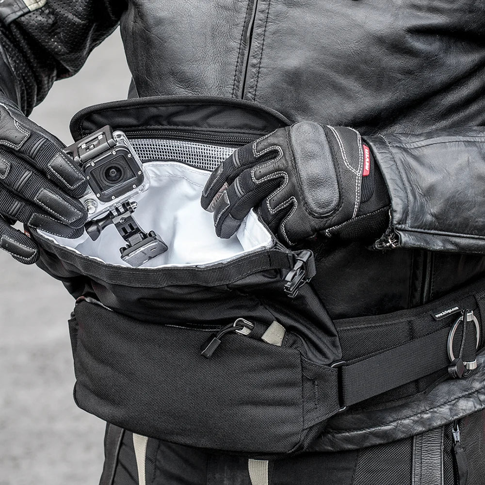 Kriega R3 Waistpack main compartment open with gear inside