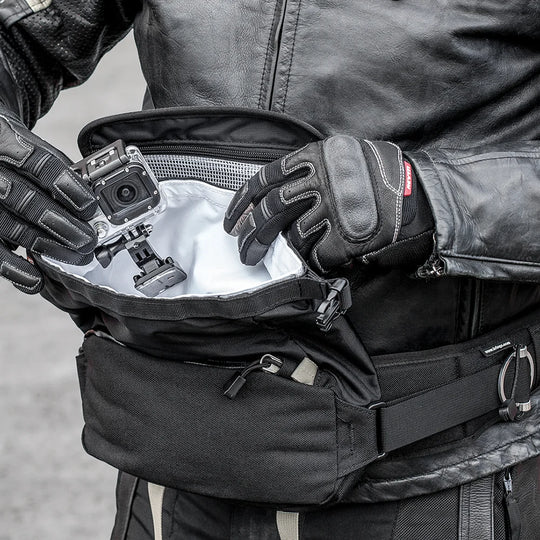 Kriega R3 Waistpack main compartment open with gear inside