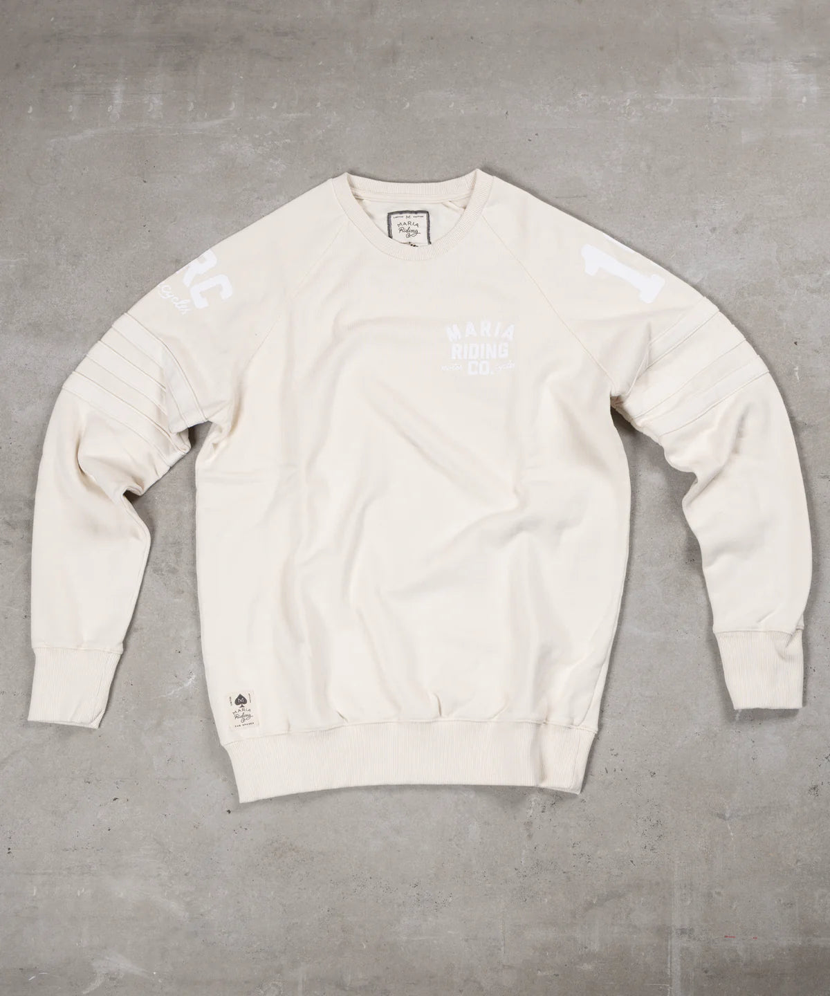 maria-riding-mens-rawwhite-sweatshirt-front-vintage-off-white