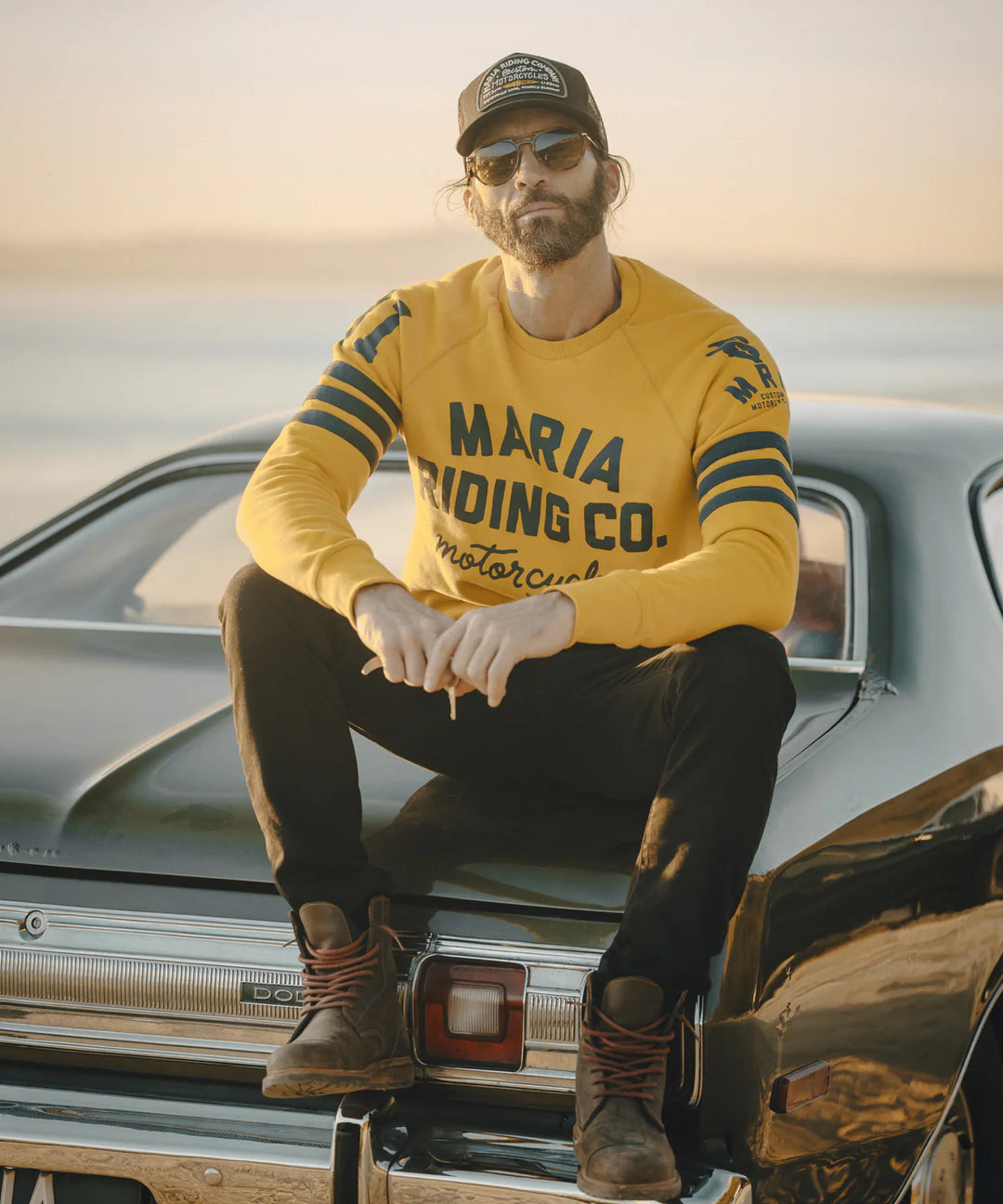 maria-riding-mustrad-yellow-spades-sweatshirt-model-front-3