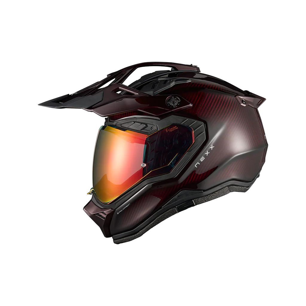 Nexx X.Rally Namib carbon adventure motorcycle helmet right side view with peak