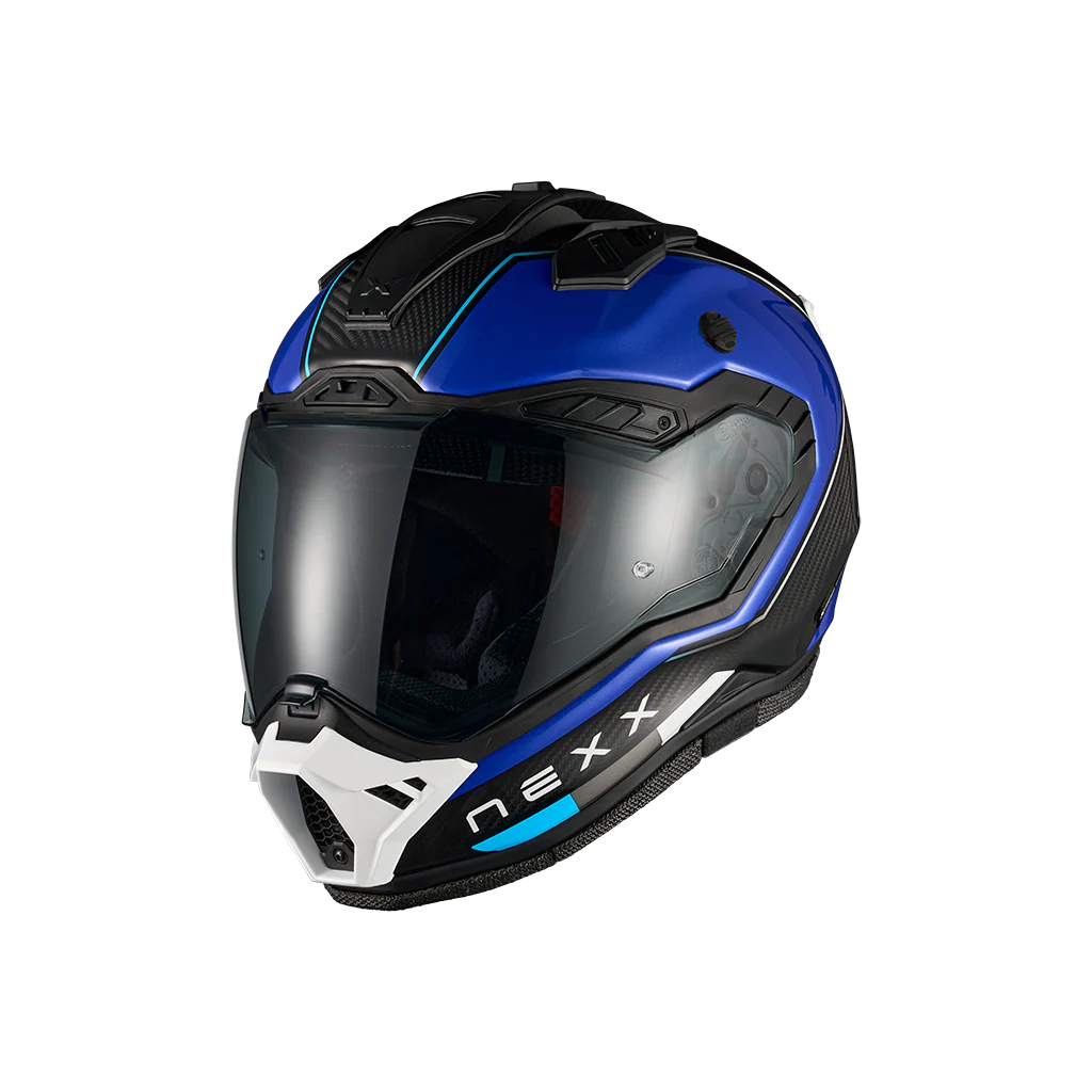 Nexx X.Rally Raid motorcycle helmet in blue and white – road configuration