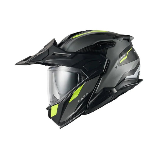 Nexx-X-Life-Country-Adventure-Helmet-Grey-Neon-Visor-Closed-Black-Peak