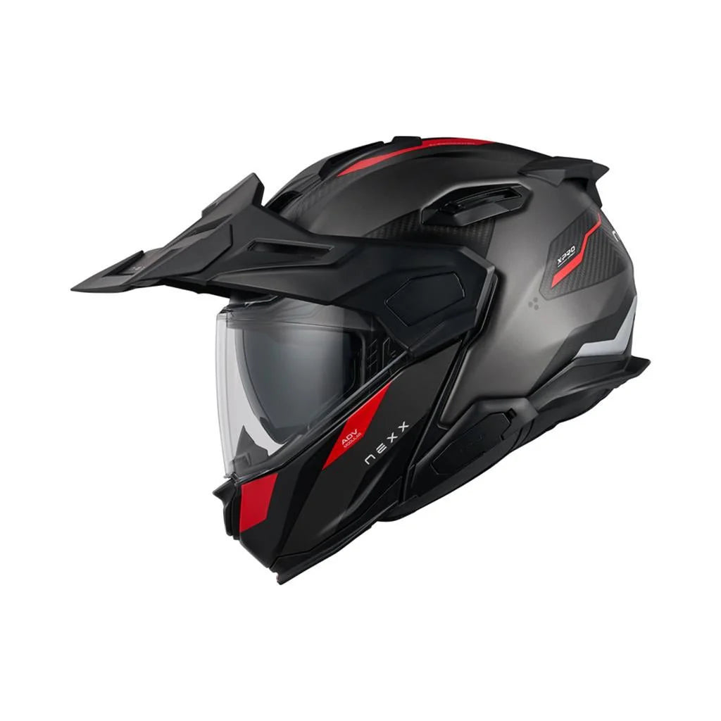 Nexx-X-Life-Country-Adventure-Helmet-Terra-Gray-Red-Shell-Visor-Closed-Black-Peak