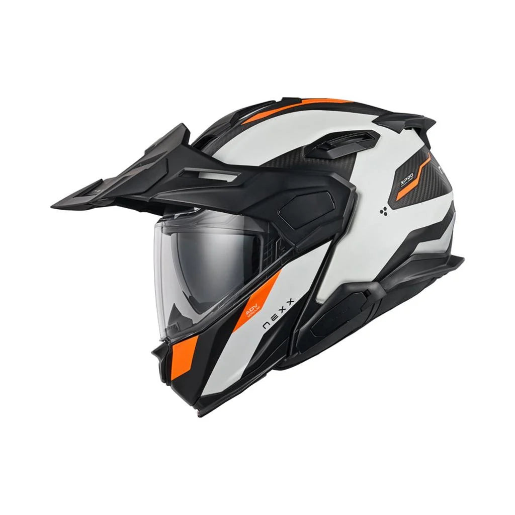 Nexx-X-Life-Country-Adventure-Helmet-Terra-White-Orange-Shell-Visor-Closed-Black-Peak