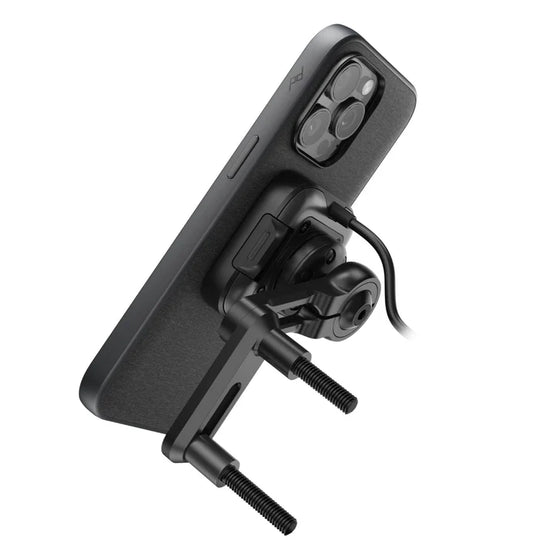 Peak Design brake and clutch motorcycle phone mount with charging head, studio angle