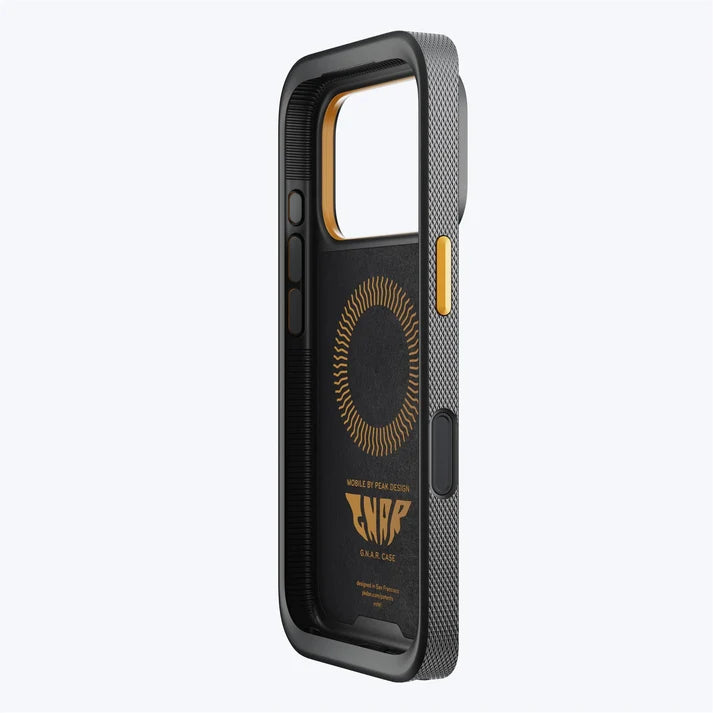 Angled interior view of the Peak Design GNAR Case for iPhone 17 in black