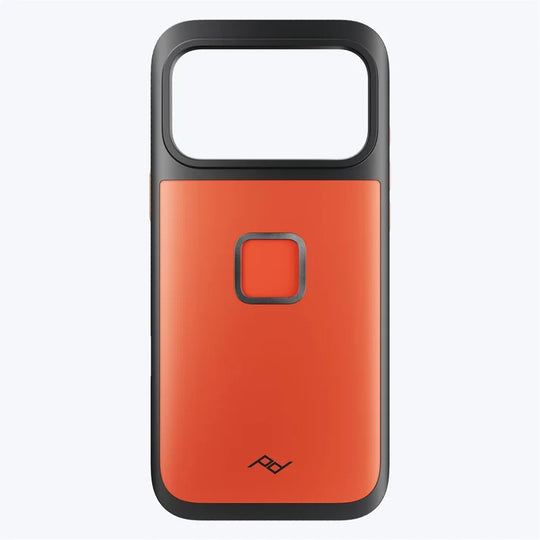 Front view of the Peak Design GNAR Case for iPhone 17 – Ibis Orange