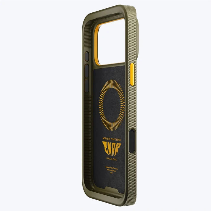 Angled interior view of the Peak Design GNAR Case for iPhone 17 – Kelp Green