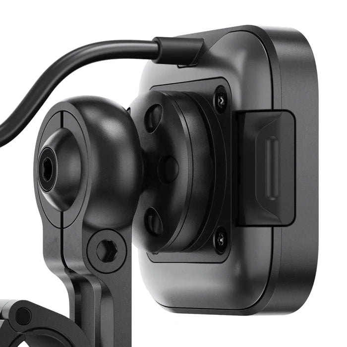 Peak Design motorcycle mirror mount charging head detail – rear locking mechanism