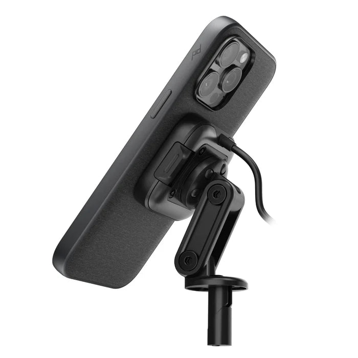 Peak Design motorcycle stem mount with charging head – studio angle