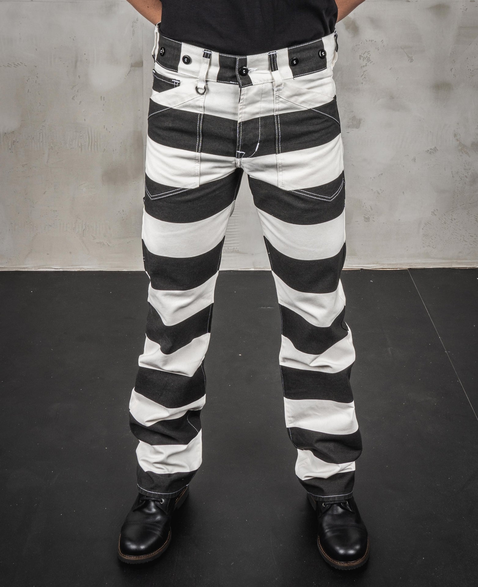 PIKE BROTHERS 1936 CHOPPERPANT W34 プリズナー 1936 Chopper Pant – 1930s Logger Pants in Alcatraz Prison Stripe