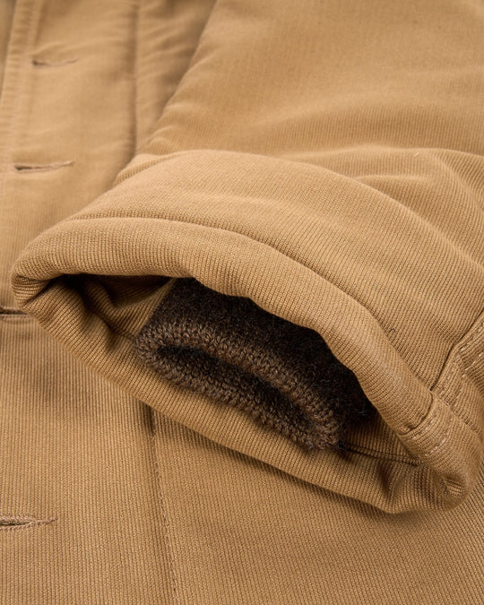 Cuff and Lining Detail on the Pike Brothers 1943 N1 Deck Jacket in Desert Tobacco Brown