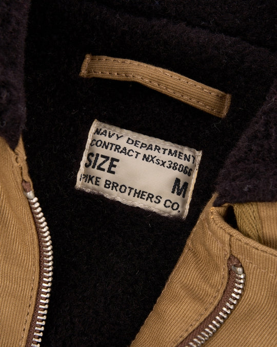 Inner Label and Lining Detail on the Pike Brothers 1943 N1 Deck Jacket in Desert Tobacco Brown