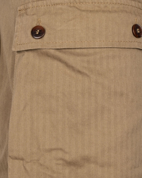 Close-up of herringbone olive fabric on Pike Brothers 1944 Monkey Pant