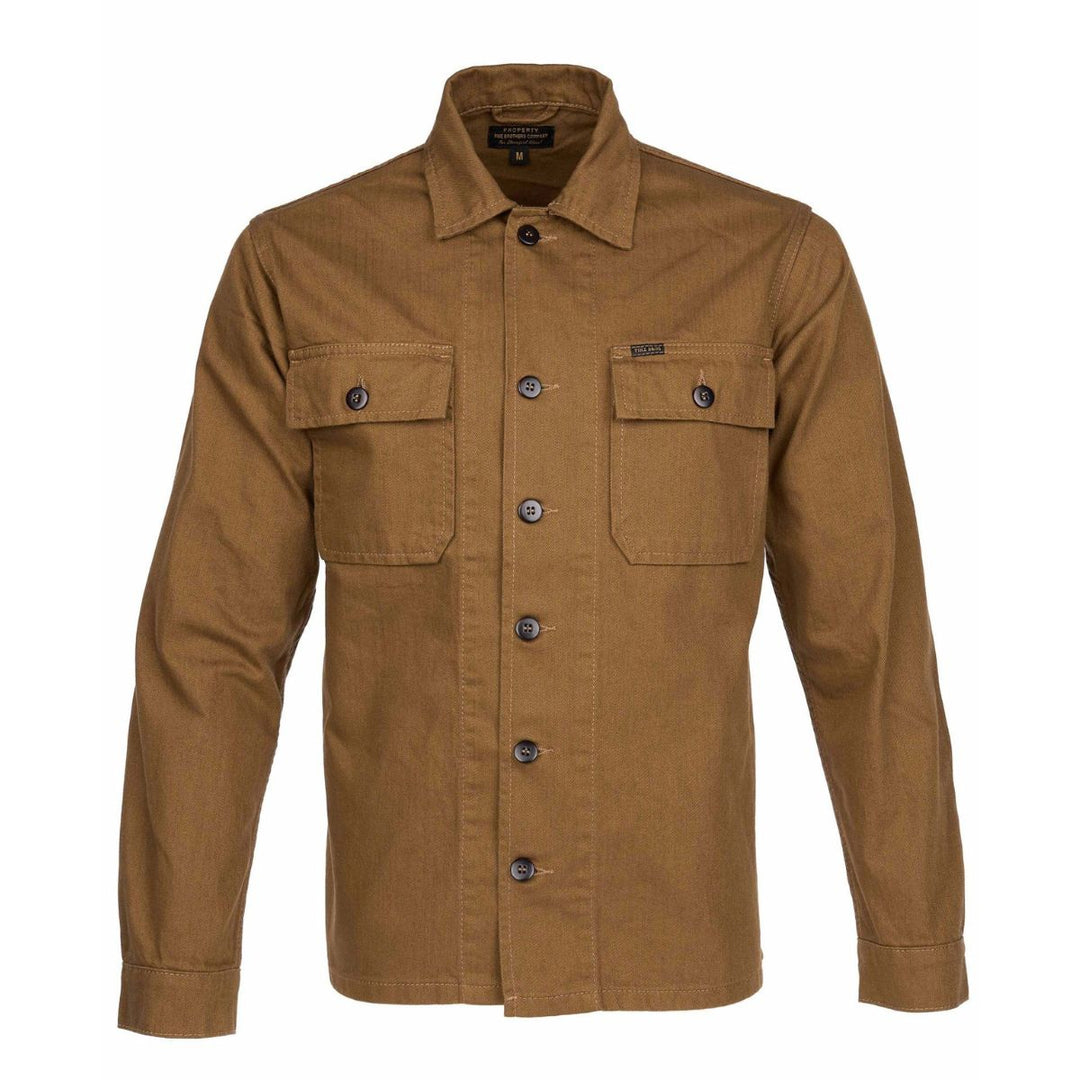 Pike Brothers 1962 OG-107 shirt brown front view men’s military-inspired workwear overshirt