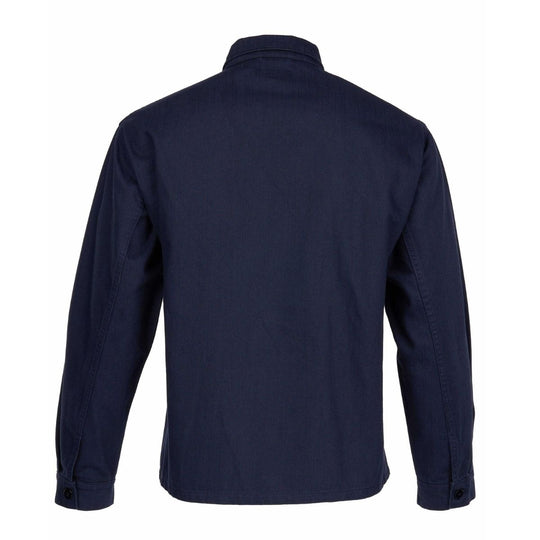 Pike Brothers 1962 OG-107 shirt navy rear view men’s military-style overshirt showing back detail and fit
