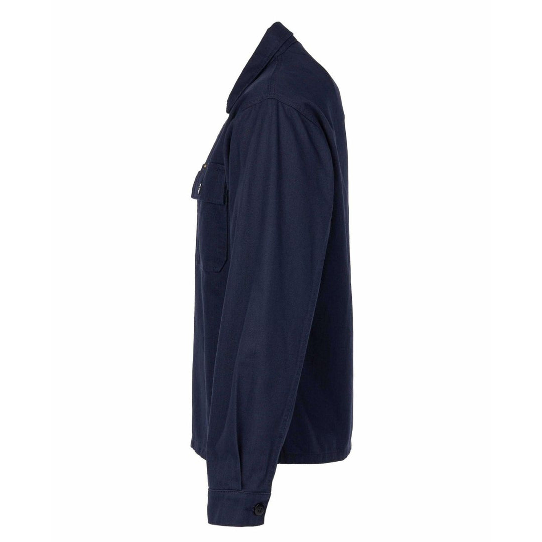 Pike Brothers 1962 OG-107 shirt navy side view men’s military-style overshirt showing profile and sleeve detail