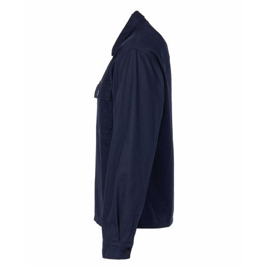 Pike Brothers 1962 OG-107 shirt navy side view men’s military-style overshirt showing profile and sleeve detail