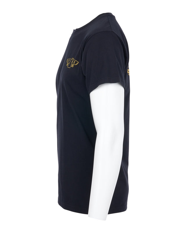Pike Brothers 1969 Sports Tee Eagle in Black – side view on white background